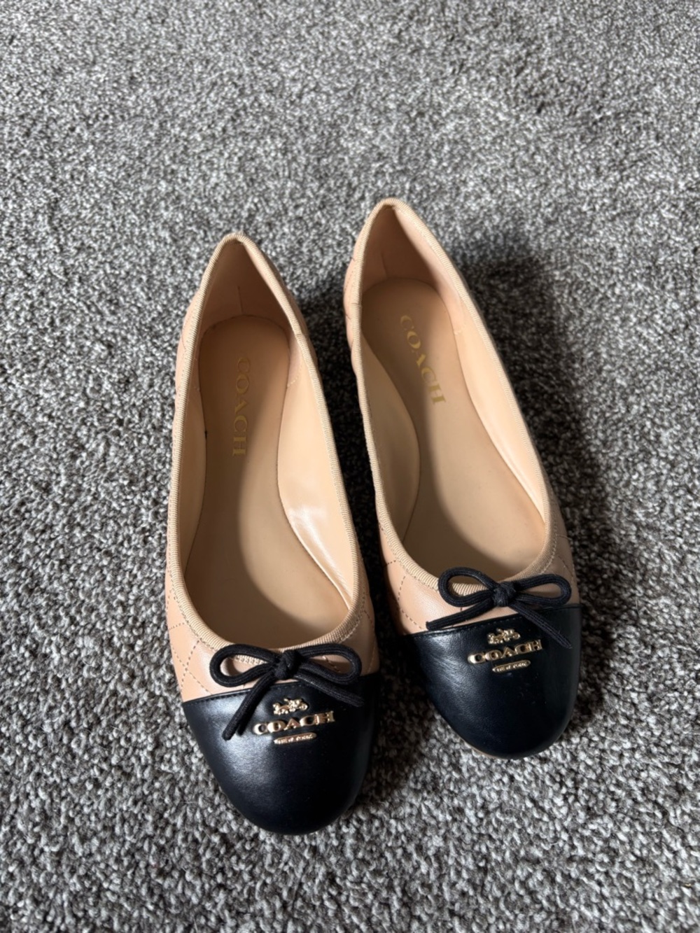 Coach Allyson Quilted Leather Two-Tone Ballet Flats - Picture 2 of 5